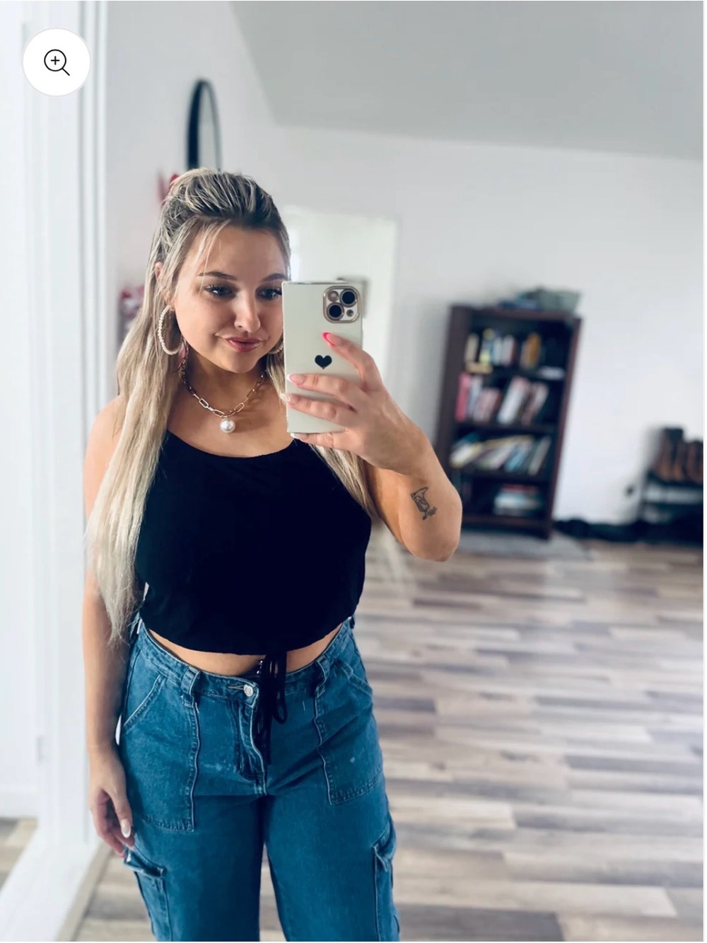 aerie Black Tie-Front Cropped Tank